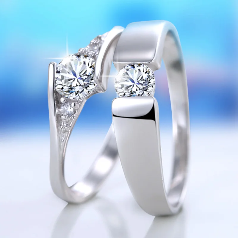 Ювелирные изделия для влюбленных белое золото кубический цирконий два стиля