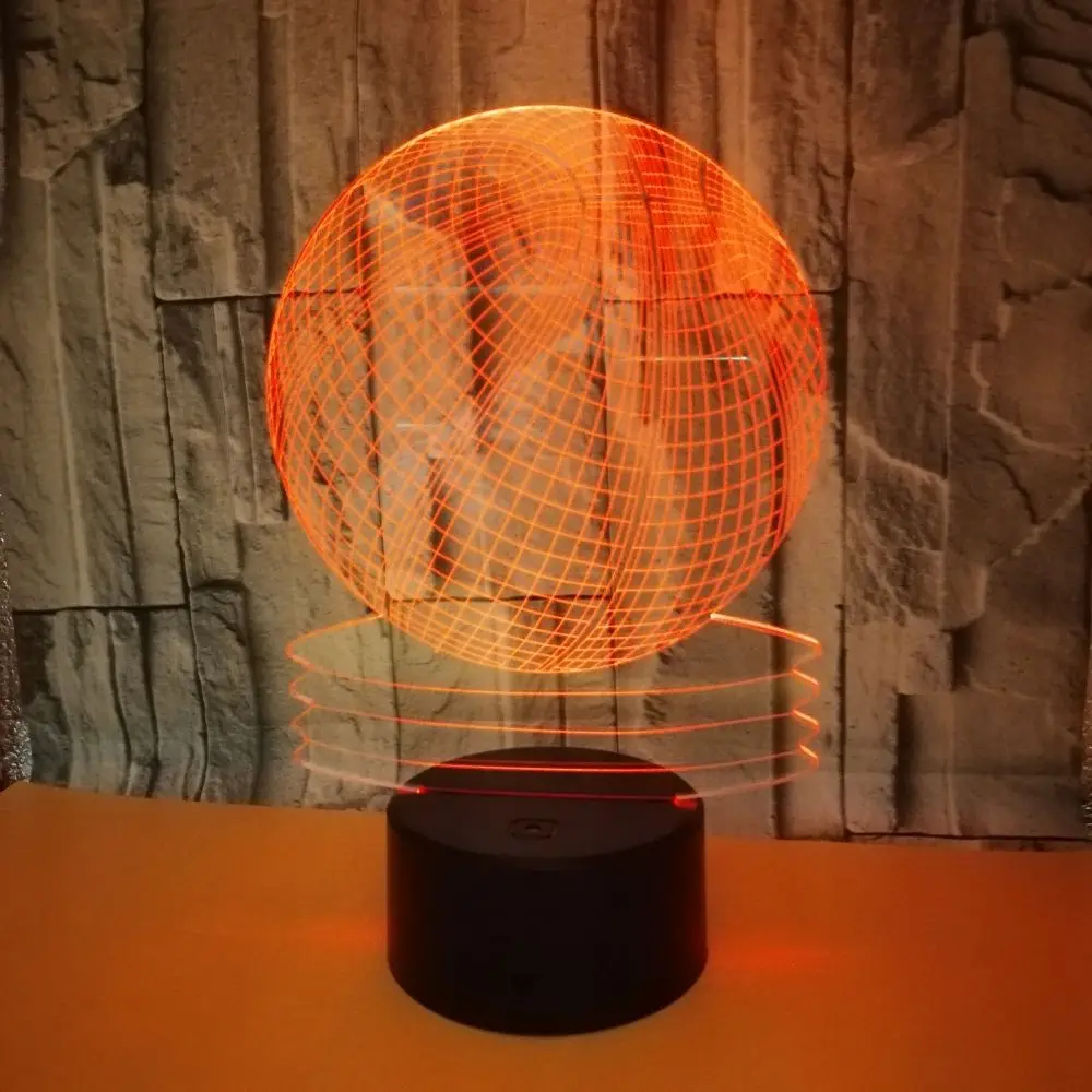 3d лампа для баскетбола с трещинами светодиодный ночник изменением 7 цветов
