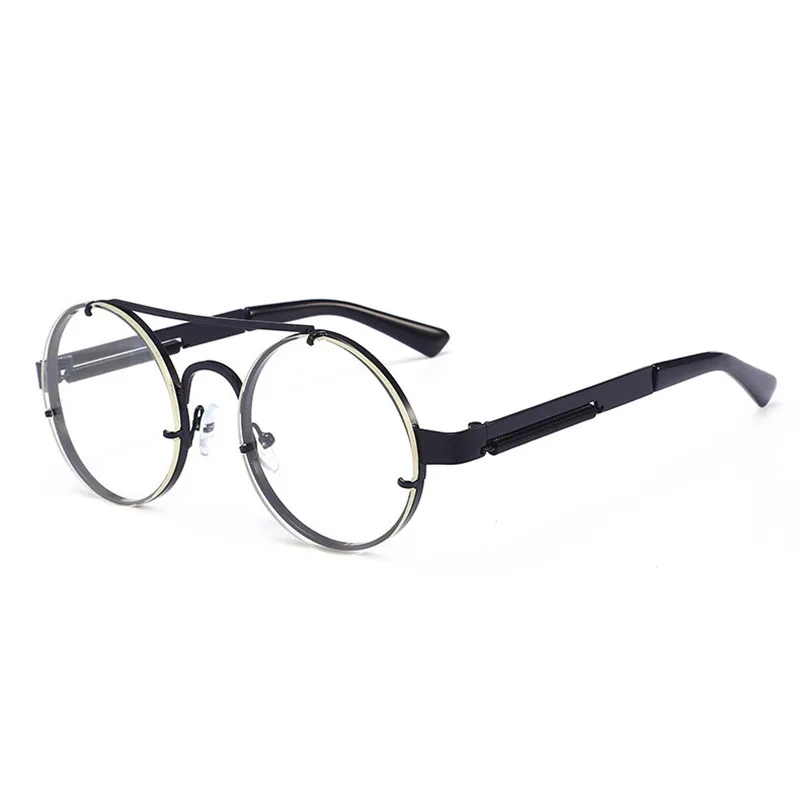 UVLAIK Vintage Steampunk Sunglasses Women Men Classic Metal Sun Glasses Ladies Round Style Steam Punk Sunglass UV400 Male Female - Цвет линз: Black White