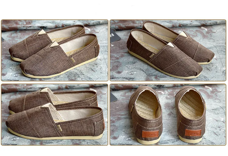 Summer Linen Shoes Men's Low-Top Canvas Shoes Breathable a Pedal Lazy Espadrilles Shoes Retro Flat Fisherman Shoes Men tm0064