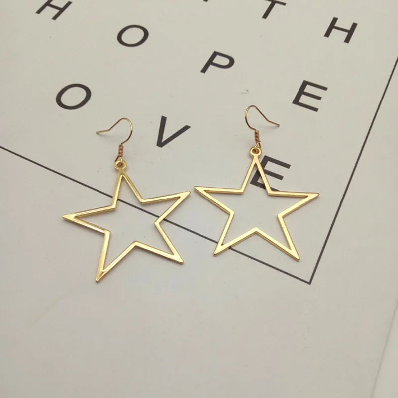 gold ear hook Новое поступление, большие серьги-клипсы с пятиконечной звездой, не пирсинг, для женщин, вечерние, модные, милые, без отверстий, серьги-клипсы, не вызывают аллергию - Окраска металла: gold ear hook