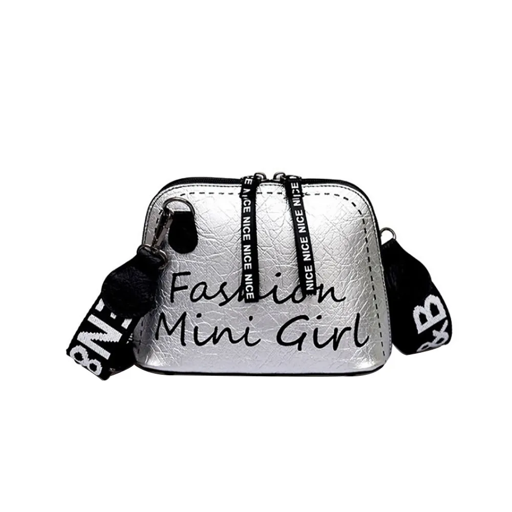 Женская кожаная сумка-мессенджер с надписью маленькая сумочка через плечо