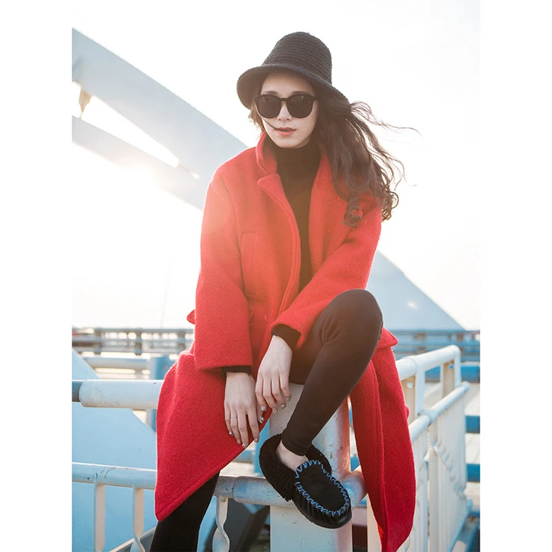 

2020 Luxury brand European and American style woman coat women's wool coats for autumn cocoon long thicken winter jacket LA0069