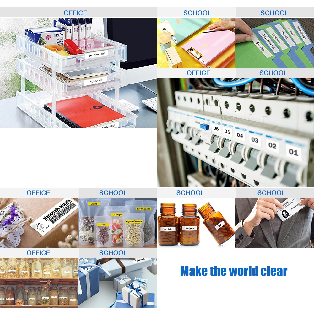 

10PCS PUTY HSe-211 hse211 HS211 5.8mm*1.5M Black on White Heat Shrink Tube Label Tape compatible for Brother Ptouch Printer