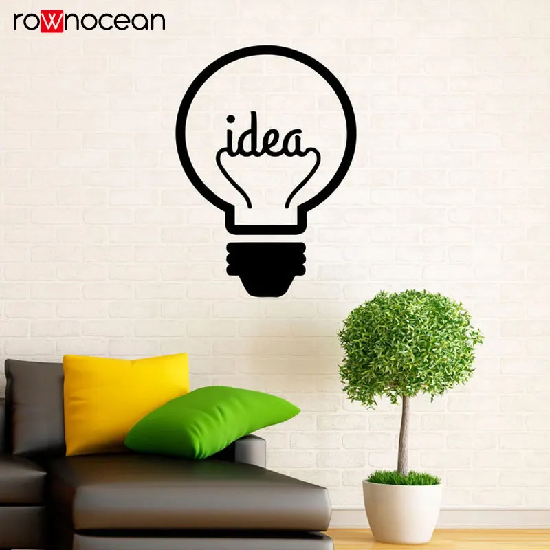 Виниловый стикер Idea Symbol мотивация цитата наклейка на стену лампочка декор для