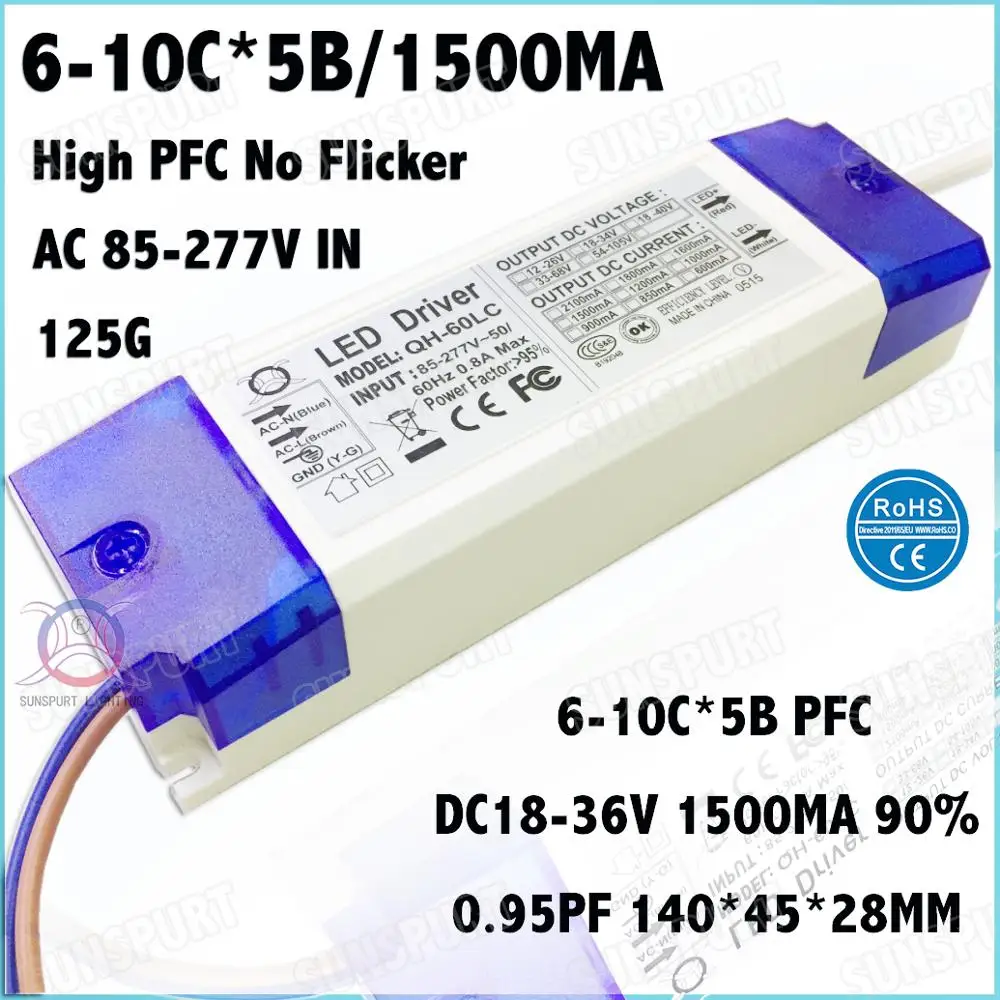 2 шт. светодиодные лампы PF0.9 60 Вт 6-10 cx5b 1500 мА | Лампы и освещение