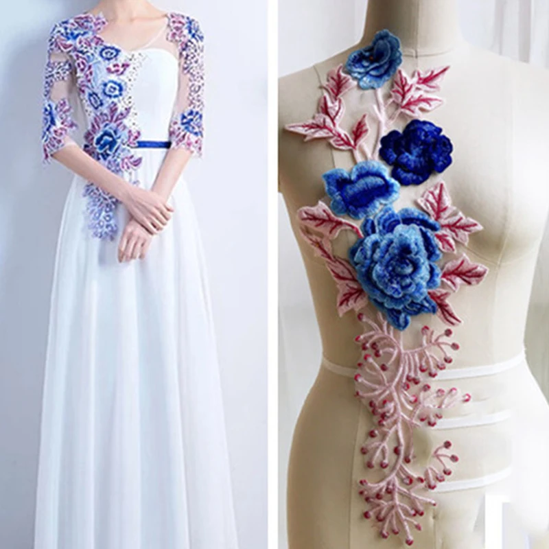 

1/5 Pieces New Fashion Floral Lace Applique Lace Fabric Patches and Lace DIY Clothing Accessories 2018 19x54cm Free Shipping