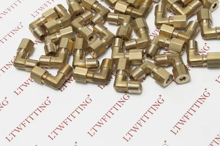 LTWFITTING 3/1" OD x 1/8" Мужской NPT 90 Deg утягивающий налокотник, латунное уплотнение