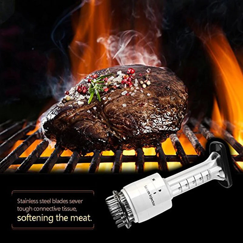 FHEAL из нержавеющей стали для мяса Tenderizer игла и инжектор для мяса маринад ароматизатор шприц кухонные инструменты