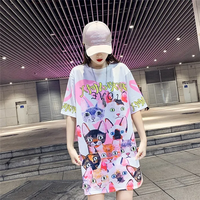 

Fashion T Shirt Women Funny Micky Mouse Animal Print T-shirt Short Sleeve Tee Shrits Casual Long Tops