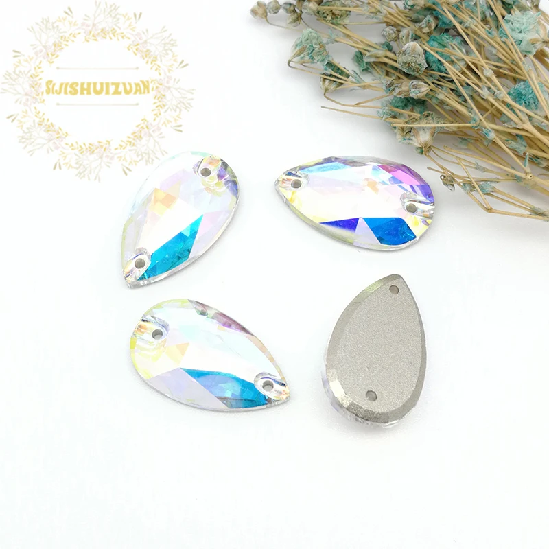 Новый продукт Кристальное стекло с каплями воды пришивные стразы двумя