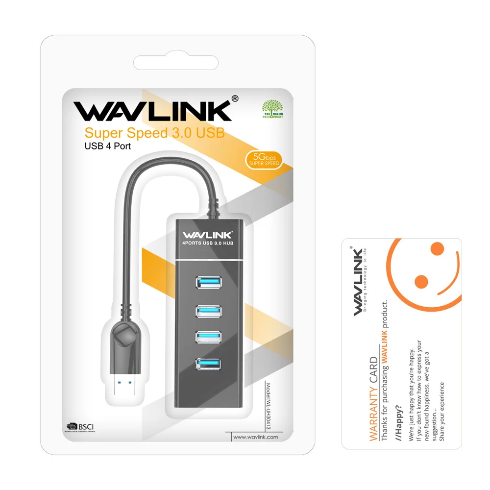 Wavlink высокоскоростной концентратор USB3.0 4 порта сплиттер 5 Гбит/с кабель адаптер