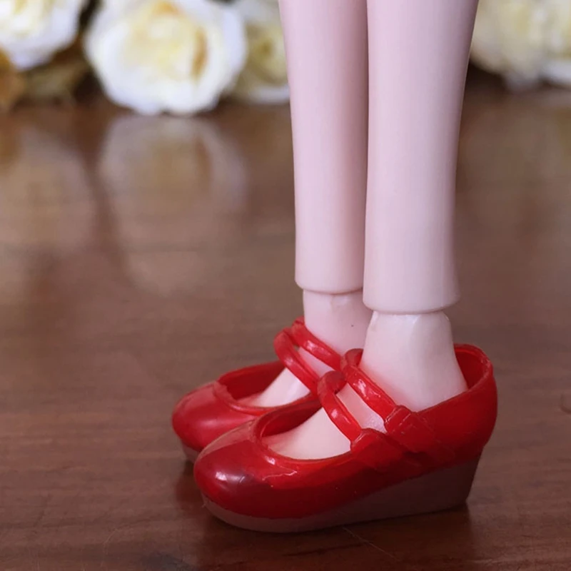 

Fashion Shoes For Blythe Dolls 1/6 Red Plastic Wedge Heel Shoes For Licca Dollhouse Mini Shoes For 1/6 BJD Doll Accessories
