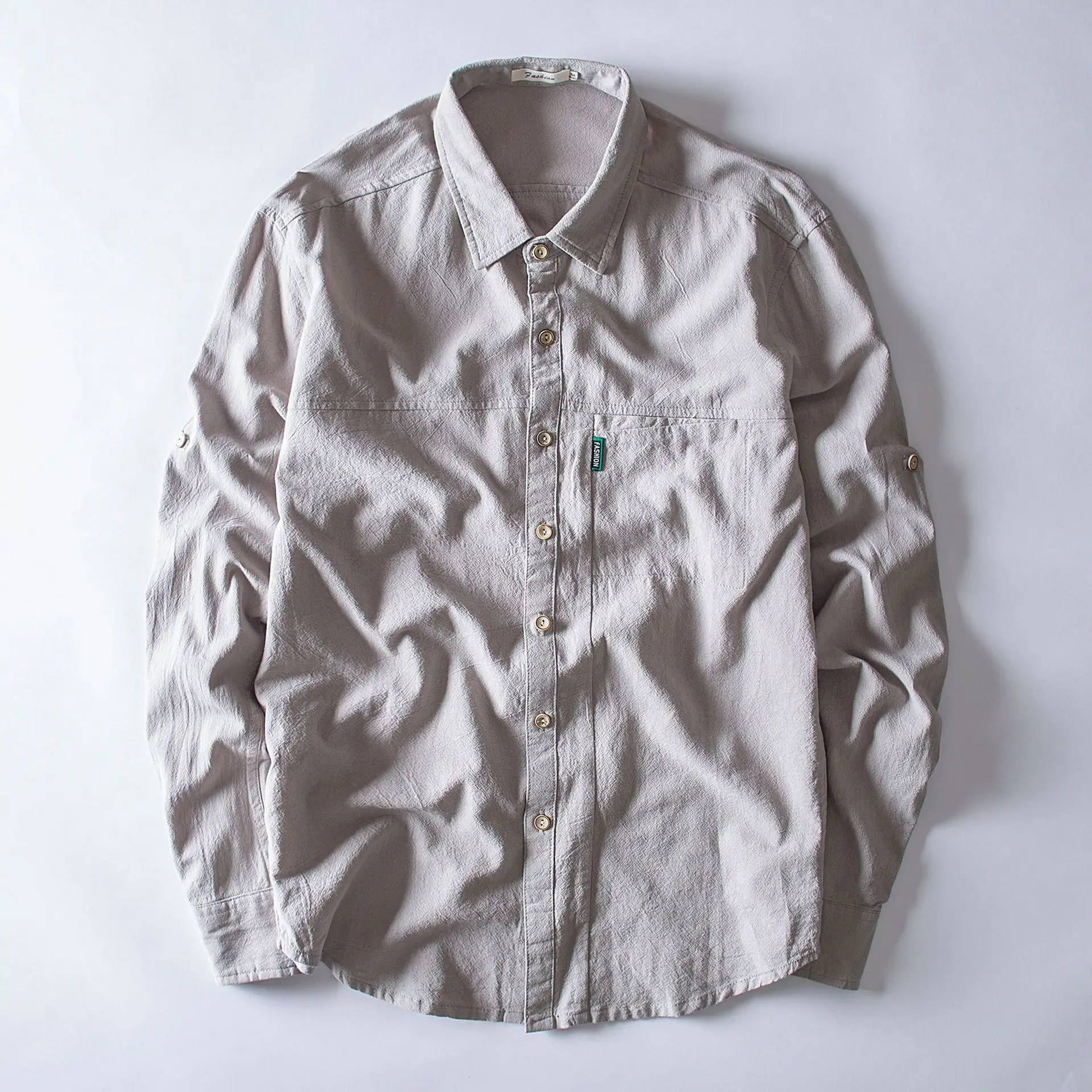 Quality Good Breathable Cotton Solid Print Casual Men's Dress Shirt Button Slim Fit Men Shirts Long Sleeve Camisa Masculina