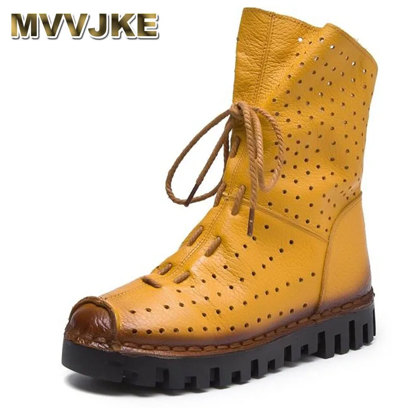 MVVJKE/2018 Женская модная Винтажная обувь из натуральной кожи Женские демисезонные