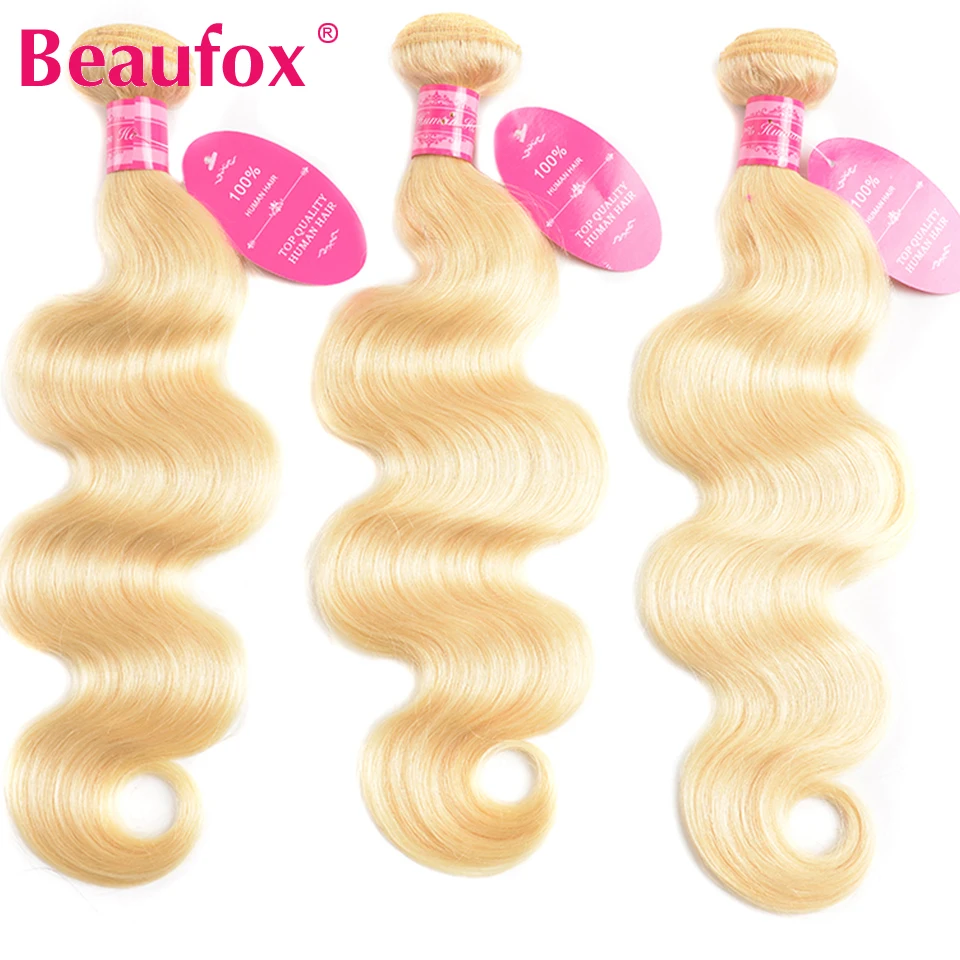 Beaufox Blonde 613 пучки волос плетение волнистые 100% малазийские человеческие волосы Remy