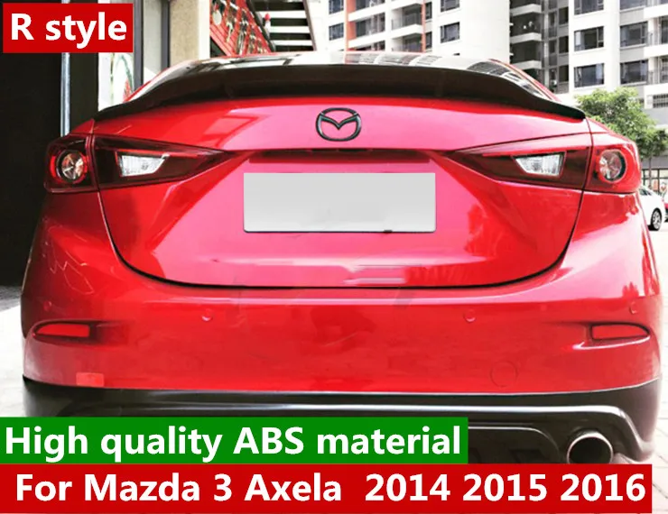 

High quality ABS material Rear Trunk Wing Spoiler R style wing Car For Mazda 3 Axela Sedan 2014 2015 2016 Primer and black color