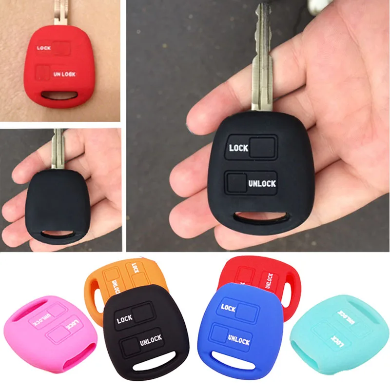 2 кнопки силиконовый чехол для ключей подходит Toyota Yaris Avensis Camry Corolla Carina Prado Prius Rav4