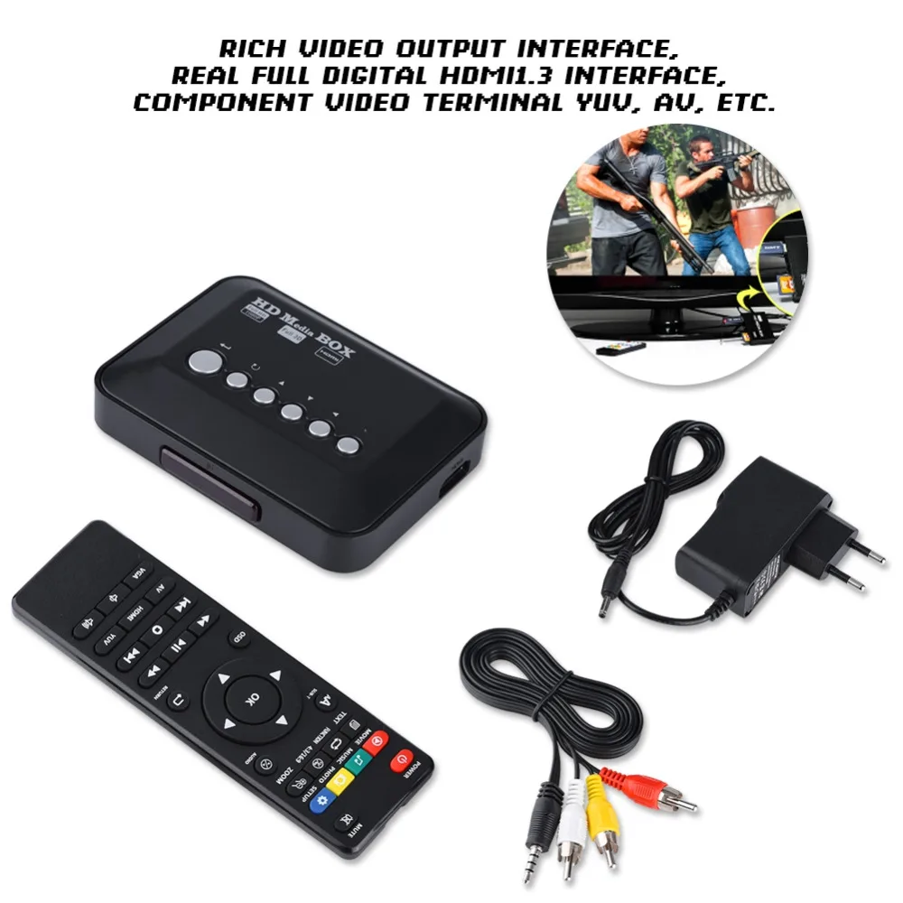 1080P Full HD HDMI совместимый медиаплеер ideo с ИК пультом дистанционного управления 110 240