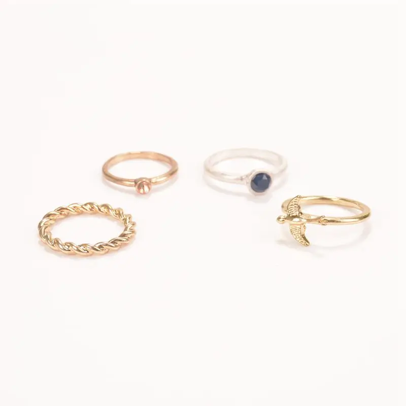 8Pcs/Set Women Ring Punk Style Gold color Alloy Jewelry Crystal Rings Skull Eagle Bague Femme Anelli Donna | Украшения и