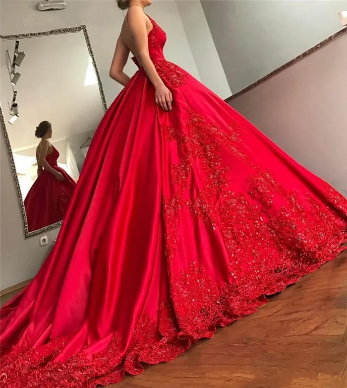 Роскошные красные платья jaevini для Quinceanera бальное платье сексуальные кружевные с V