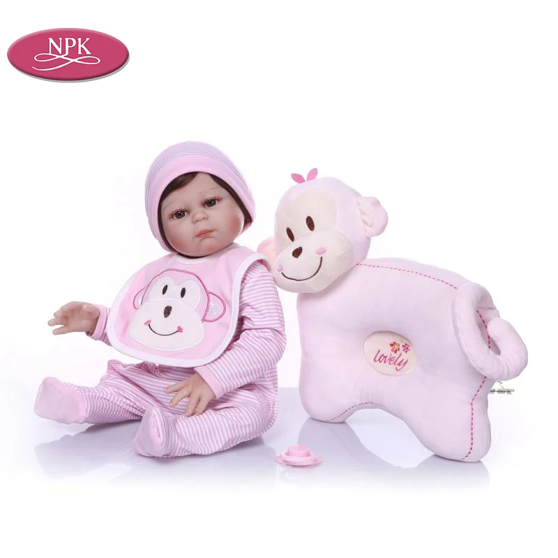 NPK 19 дюймов силиконовая кукла Reborn Baby Girl Мягкая виниловая Реалистичная Bonecas для