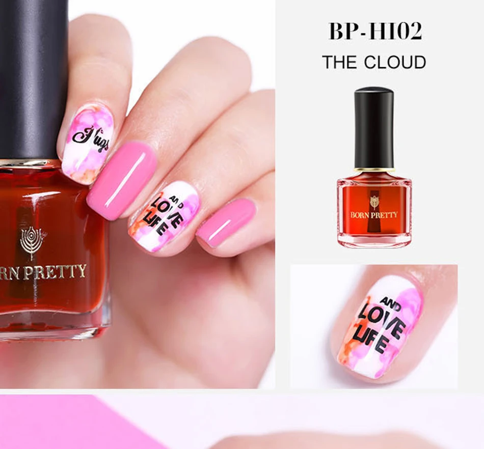 BORN PRETTY 6ml Blossom Nail Polish Magic Blooming Effect Whiter Purple Flower Nail Art Varnish Manicure DIY Design