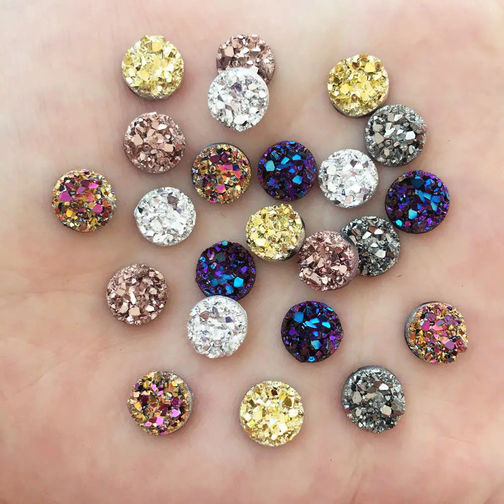 Random mixed 120 шт AB смолы Bling неровности поверхности руды Кристалл 8 мм круглый горный хрусталь орнамент DIY свадебное украшение SW72* 3 - Цвет: Random mixed