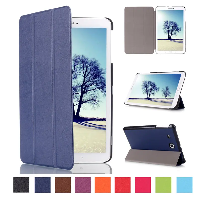Ultra Slim Легкий Кастер 3 складной Фолио Стенд Shell Обложка Чехол case for samsung galaxy tab e 8.0 t377