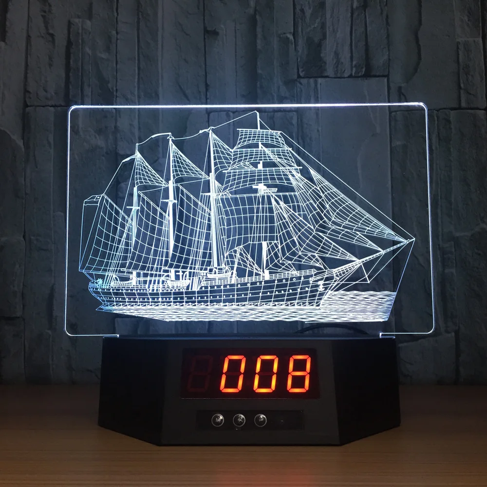 Новый 3D Парусник модель энергосберегающий светодиодный светильник база