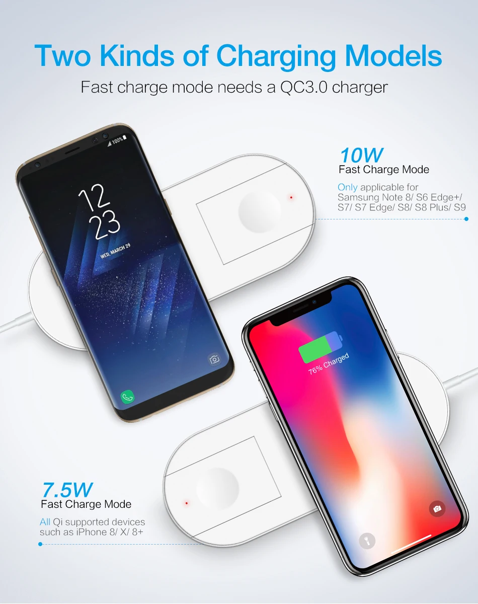 FLOVEME Беспроводной Зарядное устройство для iPhone XR XS MAX X 8 QI Беспроводной зарядного устройства для Apple Watch 2 3 быстрая Зарядное устройство для samsung S8 S9 note 9 беспроводная зарядка зарядка беспроводная