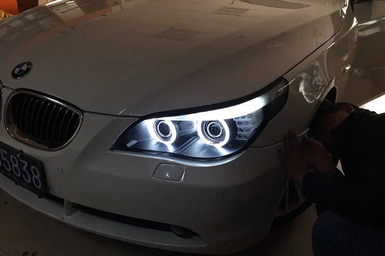 Автомобильный Стайлинг для 5 серий E60 фары 2003-2010 для E60 светодиодный головной фонарь Angel eye светодиодный DRL передний свет Биксеноновые линзы ксенон
