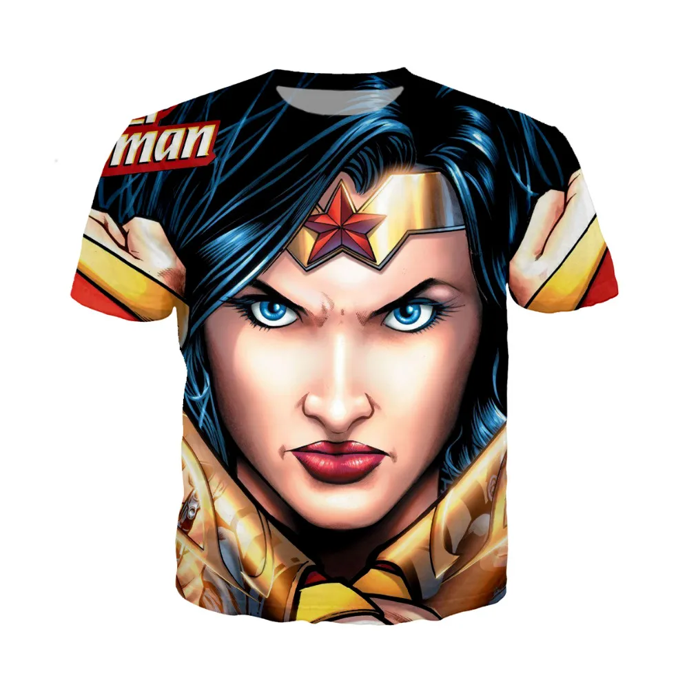 LIASOSO Wonder Woman футболка комиксов Marvel Супермен Бэтмен короткий рукав o-образным