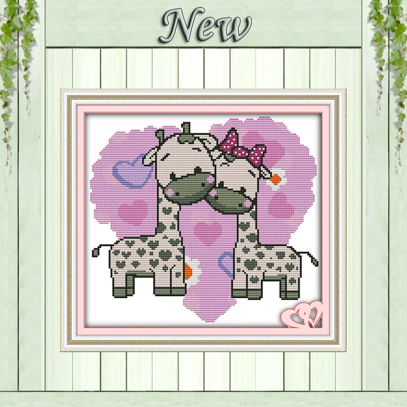 Набор для вышивки крестиком творчества с изображением жирафа пар мультфильмов