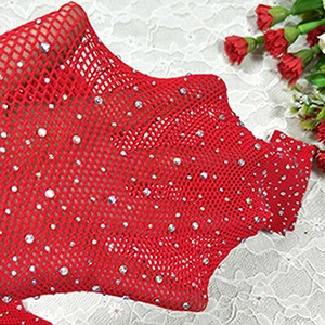 Новое сексуальное нижнее белье, сексуальные ажурные колготки с открытой промежностью, женские блестящие чулки в сетку, блестящие стразы, чулки - Цвет: red
