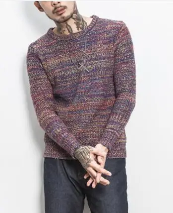 Одежда для мужчин модный свитер сплошной цвет Slim Fit повседневные пуловеры мужские свитера вязание мужчин s 5XL - Цвет: picture color