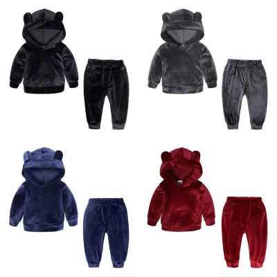 

Children Clothing 2019 Autumn Winter Girls Clothes Kids Boys New Year Costume Tracksuit Suit for Girls Clothing Gold Velvet Sets