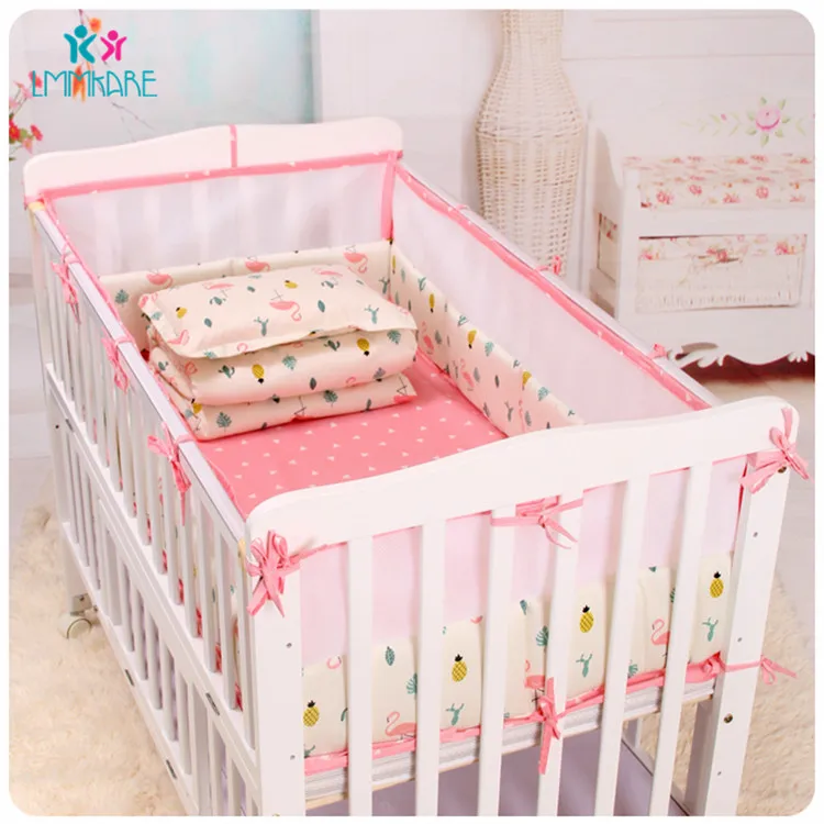 2pcs-200cm Хлопковый комплект постельного белья для детской кроватки; хлопковый комплект постельного белья с дышащей сеткой; Детские бамперы; сезон весна-лето - Цвет: 2pcs-200cm