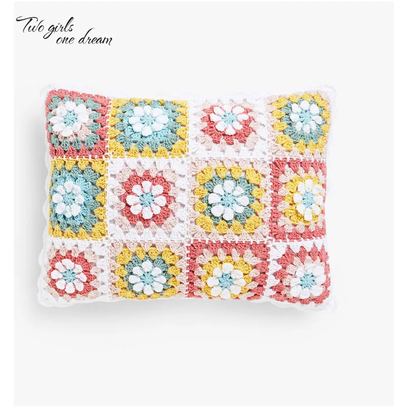 

Handmade Crochet Daisy Back Cushions Exported to Korea and America Single Hook Car Waist Pillow Female line With Core 30*40cm