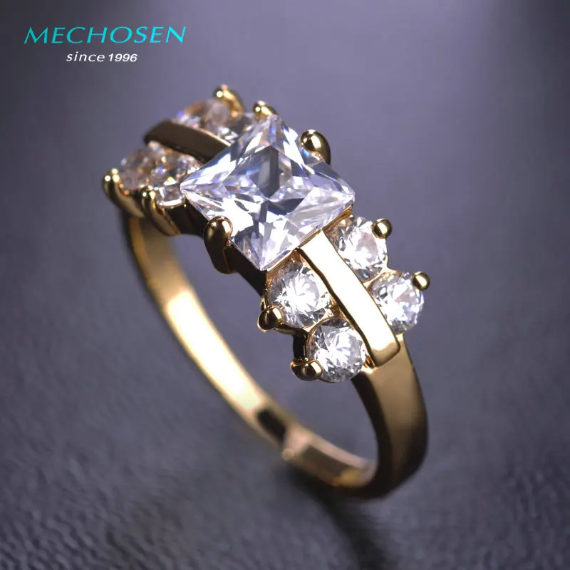 MECHOSEN элегантное циркониевое кольцо на Палец золотые Серебристые украшения в