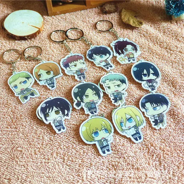 12 шт./компл. для косплея по аниме атака на Титанов (2 брелок Shingeki no Kyojin Эрен Mikasa Armin