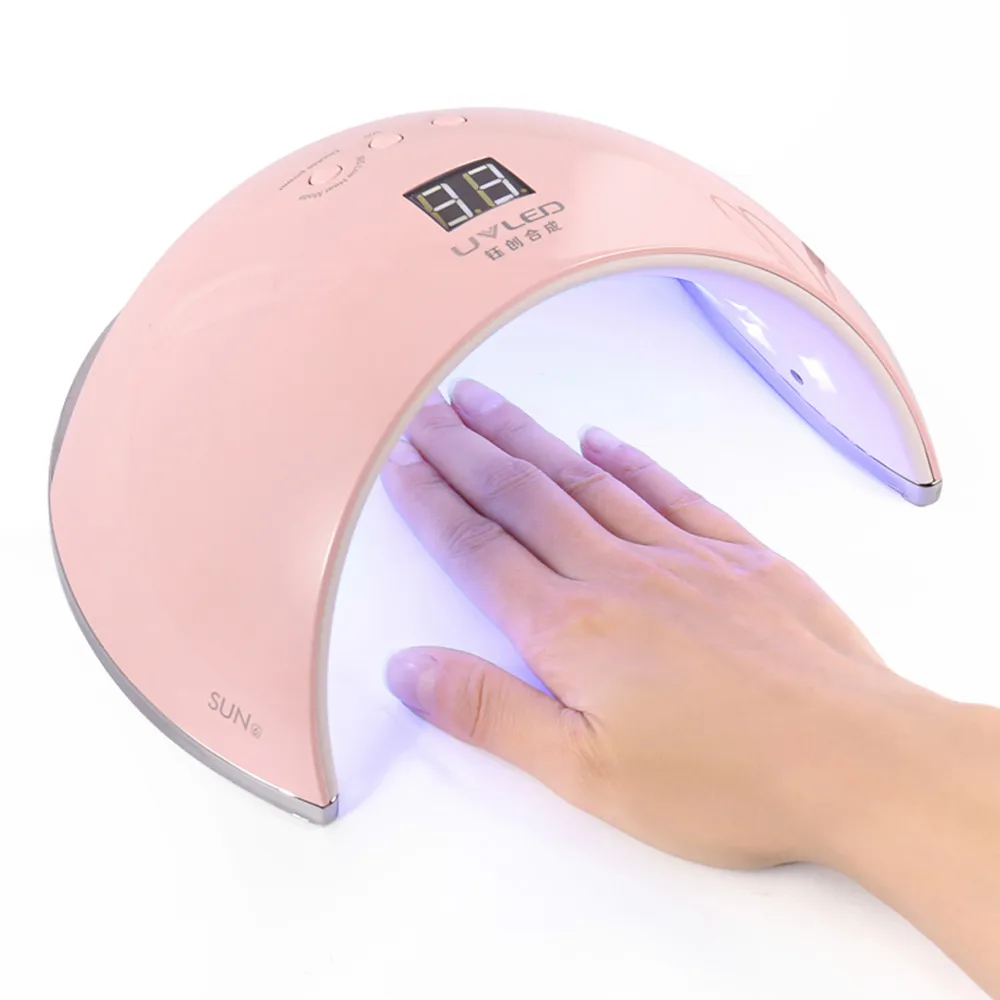 Pink SUN6 48 Вт Сушилка для ногтей умная УФ светодио дный лампа для ногтей с ручкой и металлическим дном отверждения Гель-лак - Цвет: Pink