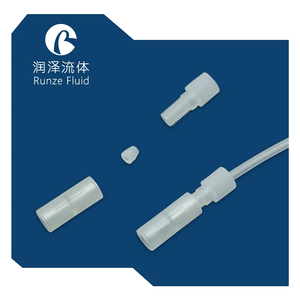 

100pcs PTFE Flat-Bottom 1/4-28 Flangeless Fitting with Nuts 1/16 5/64 1/8