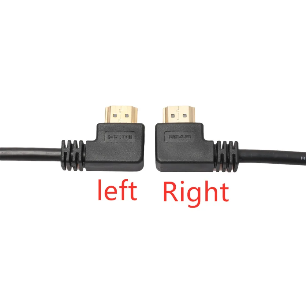 REXLIS Позолоченные 90 градусов влево/вправо HDMI кабель-удлинитель мужчин и женщин V1.4 1080 P для Оборудование для psp HDTV 30 см