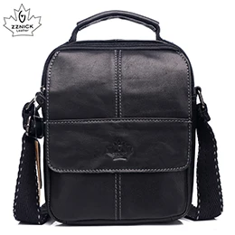 black 3102 Мужская сумка на плечо из натуральной кожи, сумки через плечо из натуральной кожи, модная мужская сумка на молнии ZZNICK - Цвет: black 3102