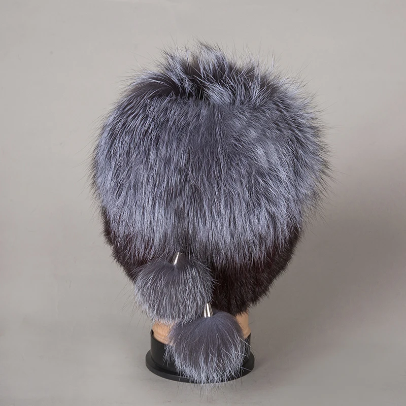 Зимние шапки 2018 из меха норки шапки-бини Меха чернобурки шапка с помпоном