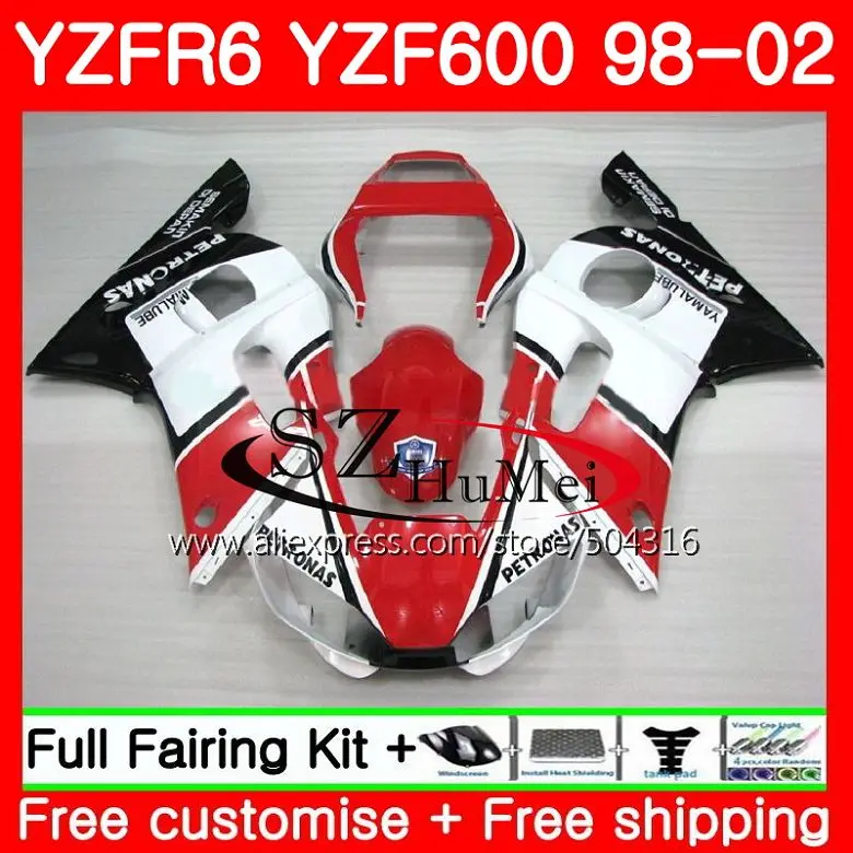 

Корпус для YAMAHA YZF600 YZF-R600 YZFR6 98 99 00 01 02 66SH7 YZF 600 YZF-R6 YZF R6 1998 1999 2000 2001 2002 Топ Белый Красный обтекатели