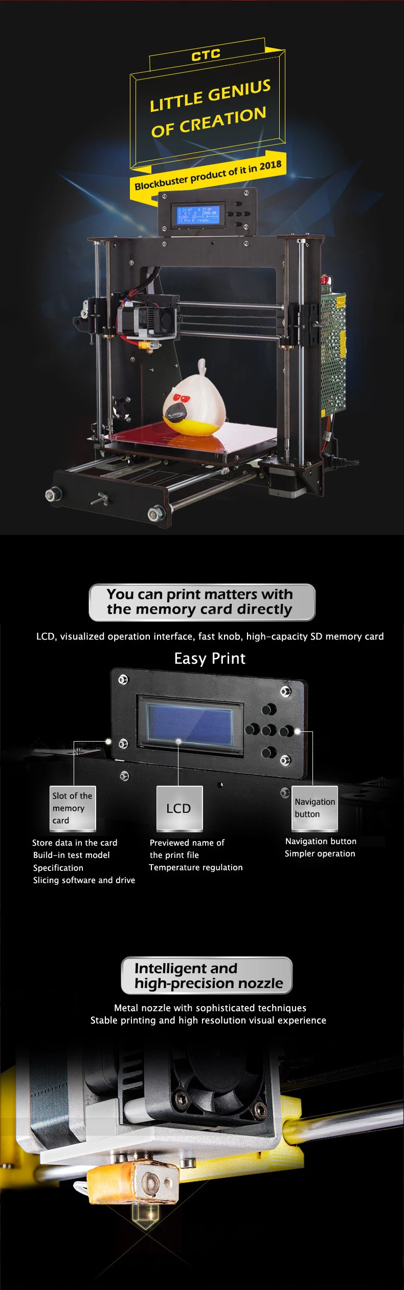 DE 3d принтер DIY i3 Высокоточный Reprap Prusa 3d Drucker сбой питания печать