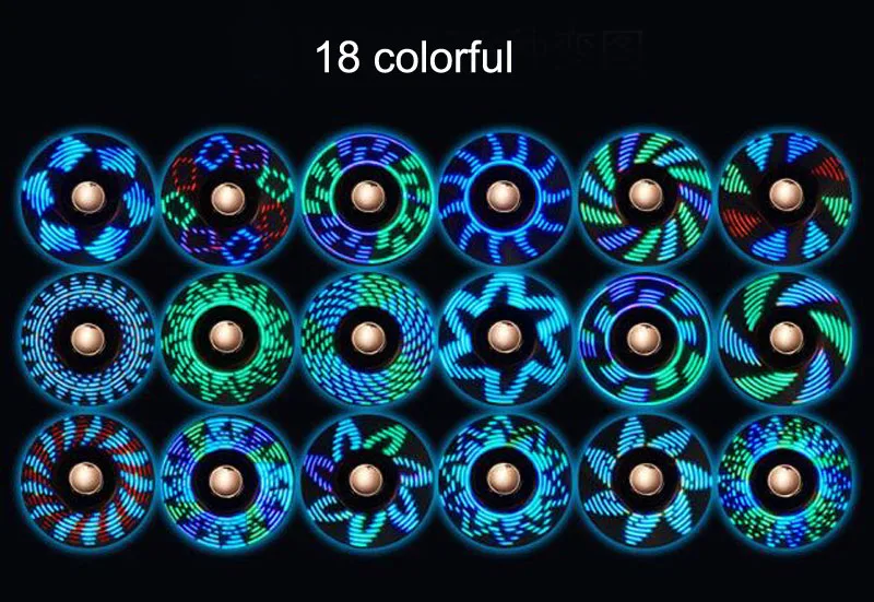 A016 Ultra-thin Fingertip Gyro USB Pulse Electronic Lighter Hand Spinner Flameless Cigarette Lighter 18 Color LED Play Pattern