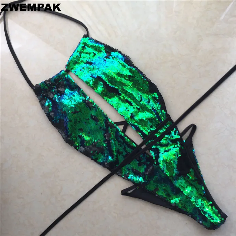 Купальник с глубоким v образным вырезом расшитый блестками Одноцветный